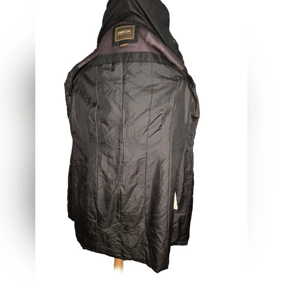 Geox Respira Trench Coat Size 6 Hooded Lightweight Water Resistant Dark Academia - Picture 4 of 11